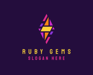 Ruby - Electric Bolt Stained Glass logo design