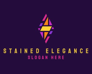 Electric Bolt Stained Glass logo design