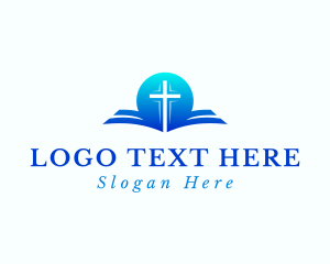 Bible Book Religion Cross logo design
