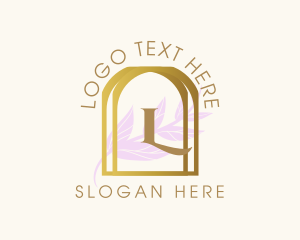 Golden Frame Leaves Logo