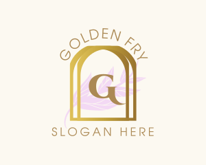 Golden Frame Leaves logo design