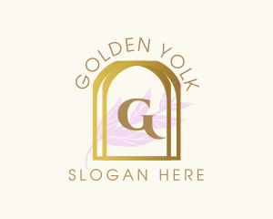 Golden Frame Leaves logo design