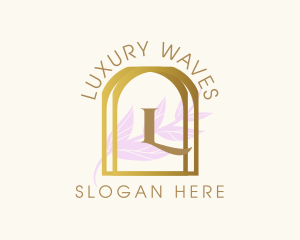 Golden Frame Leaves logo design