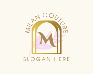 Golden Frame Leaves logo design