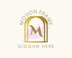 Golden Frame Leaves logo design