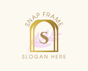 Golden Frame Leaves logo design