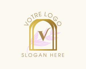 Skincare - Golden Frame Leaves logo design