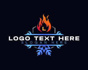 Cold - Snowflake Fire Heating logo design