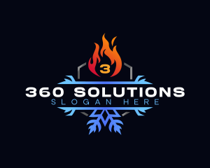 Snowflake Fire Heating logo design