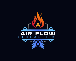 Snowflake Fire Heating logo design