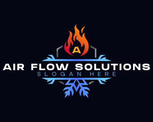 Snowflake Fire Heating logo design