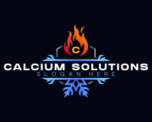 Snowflake Fire Heating logo design