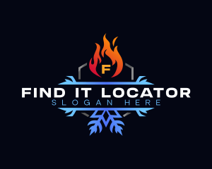 Snowflake Fire Heating logo design