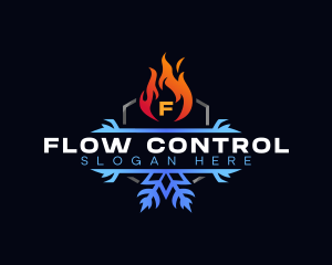 Snowflake Fire Heating logo design