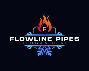 Snowflake Fire Heating logo design