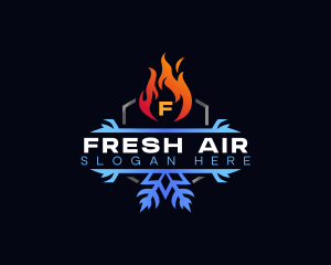 Snowflake Fire Heating logo design