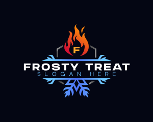 Snowflake Fire Heating logo design