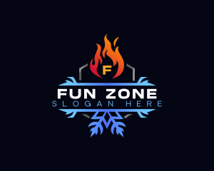 Snowflake Fire Heating logo design