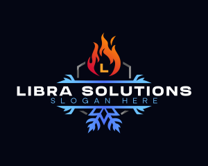 Snowflake Fire Heating logo design