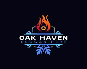 Snowflake Fire Heating logo design