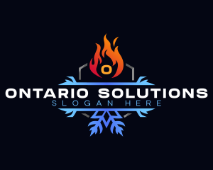 Snowflake Fire Heating logo design