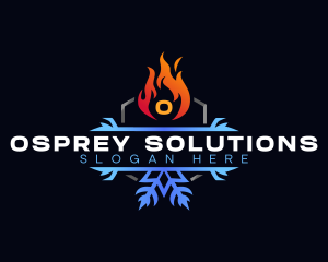 Snowflake Fire Heating logo design