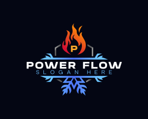 Snowflake Fire Heating logo design