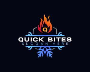 Snowflake Fire Heating logo design