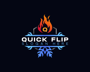 Snowflake Fire Heating logo design