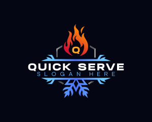 Snowflake Fire Heating logo design