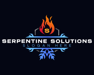 Snowflake Fire Heating logo design