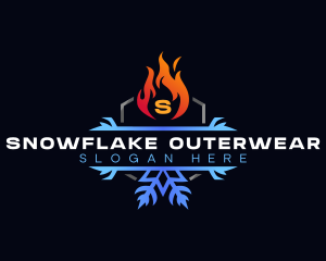 Snowflake Fire Heating logo design