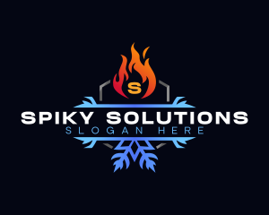 Snowflake Fire Heating logo design