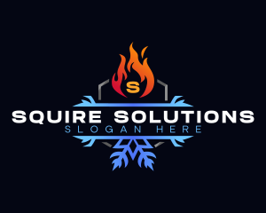 Snowflake Fire Heating logo design