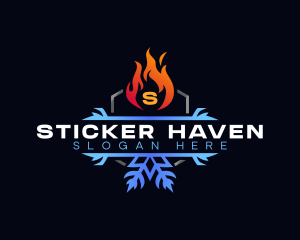 Snowflake Fire Heating logo design