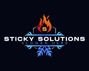 Snowflake Fire Heating logo design