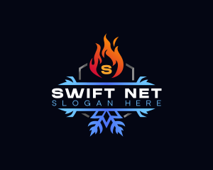 Snowflake Fire Heating logo design