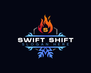 Snowflake Fire Heating logo design