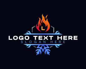 Snowflake Fire Heating Logo