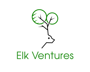Elk - Deer Antlers Tree logo design