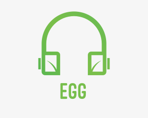 Radio Station - Green Leaf Headphones logo design