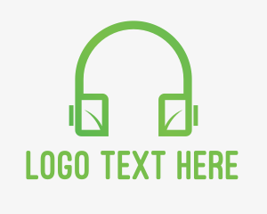 Headset - Green Leaf Headphones logo design