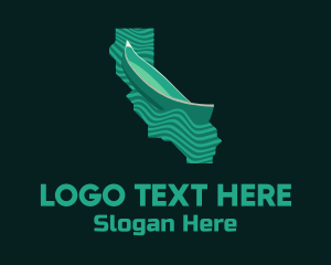 American - California Map Boat logo design
