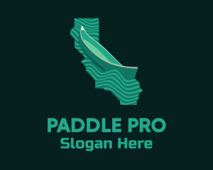 Kayaking - California Map Boat logo design