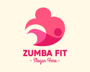 Zumba - Pink Human Cloud logo design