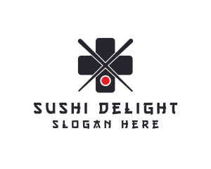 Sushi Cross Chopsticks logo design