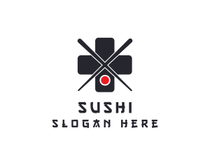 Sushi Cross Chopsticks logo design