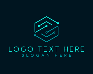 High Tech - Tech Circuit Hexagon logo design