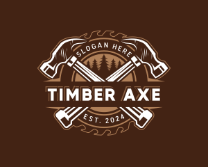 Woodwork Hammer Saw logo design