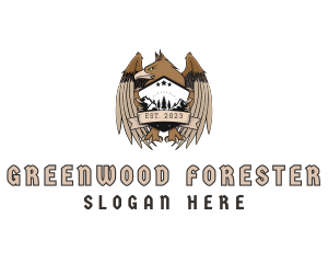 Griffin Forest Mountain Shield logo design